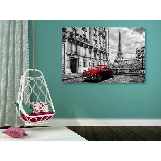 Obraz červený veterán v historické Paříži