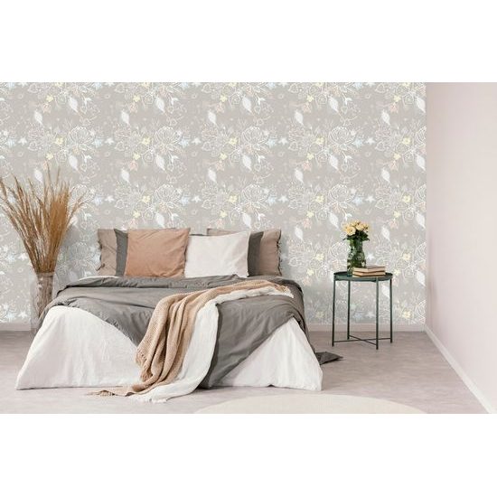 Samolepící tapeta něžné květiny ve světlém provedení