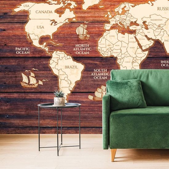 Samolepící tapeta historická dřevěná mapa