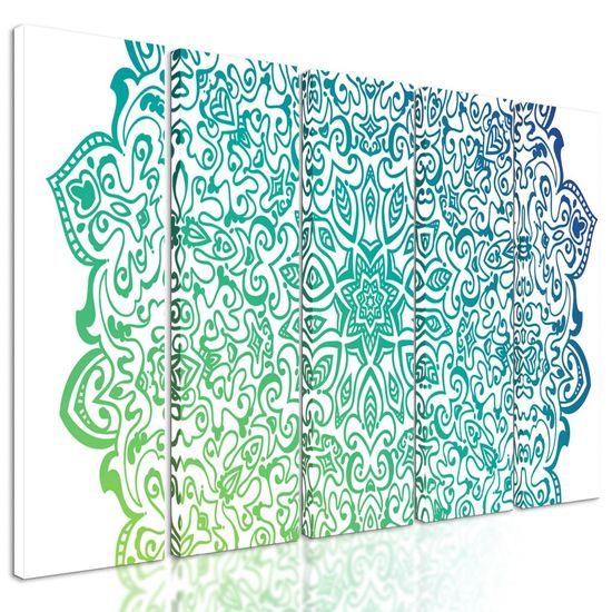 5-dílný obraz nádherná Mandala v odstínech zelené