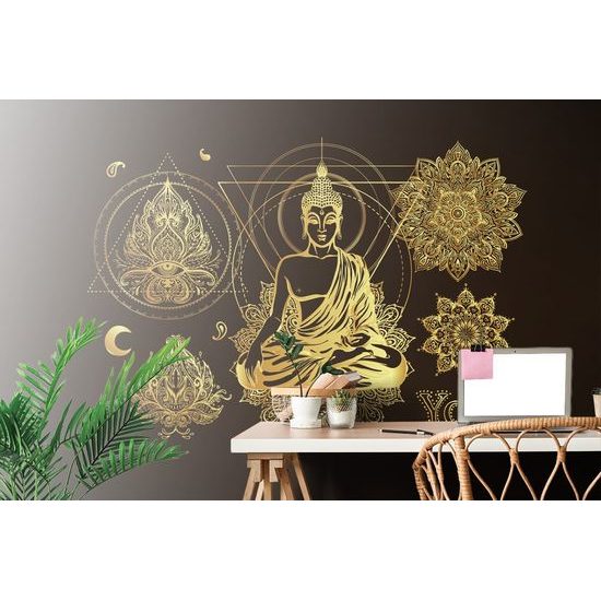 Tapeta Buddha ve zlatém provedení