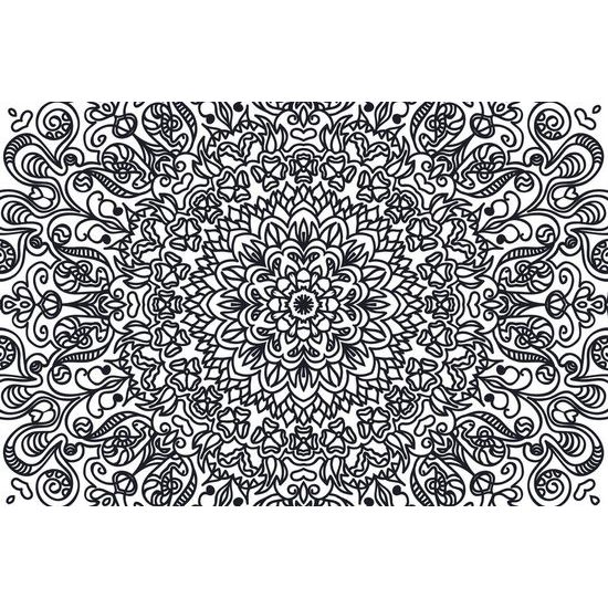 Tapeta černobílá Mandala ve stylu květin