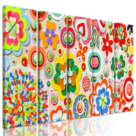 5-dílný obraz hravé květiny