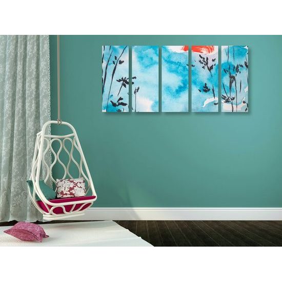 5-dílný obraz azurová obloha v akvarelovém provedení