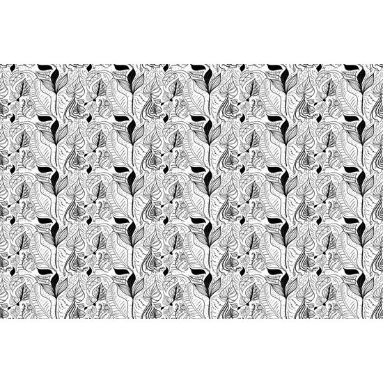 Tapeta umělecké listy v černobílém provedení