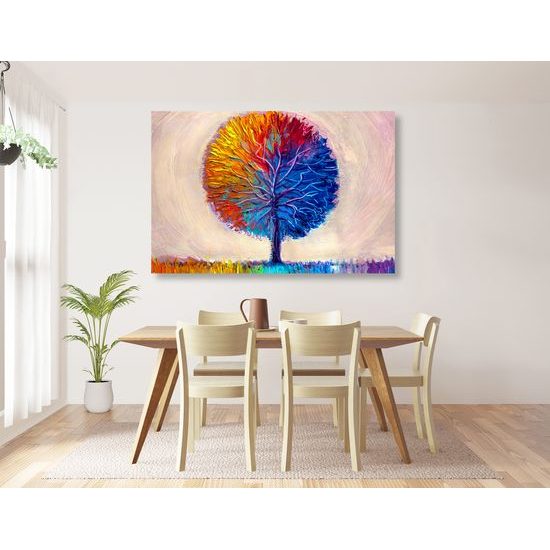 Obraz pestrobarevný strom v akvarelovém provedení