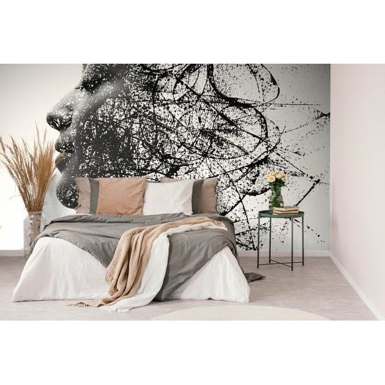 Samolepící tapeta tvář ženy s abstraktními prvky