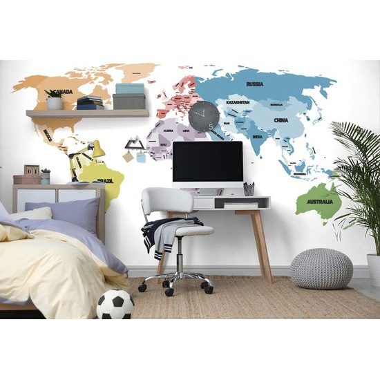 Samolepící tapeta mapa světa s poutavými nápisy