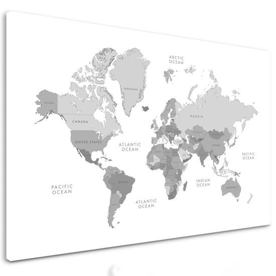 Obraz klasická vintage mapa světa v černobílém provedení