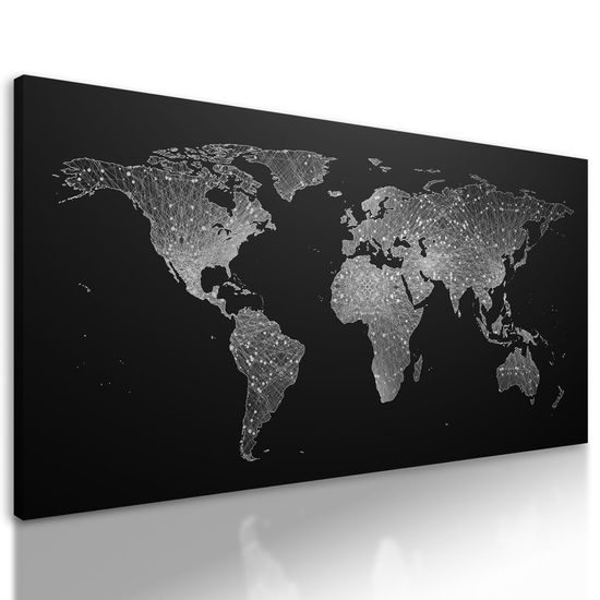 Obraz mapa světa s nádherným černobílým detailem
