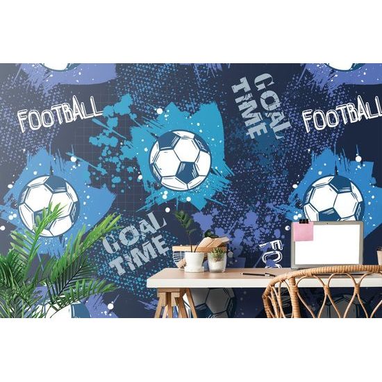 Samolepící tapeta fotbalový míč na modrém pozadí