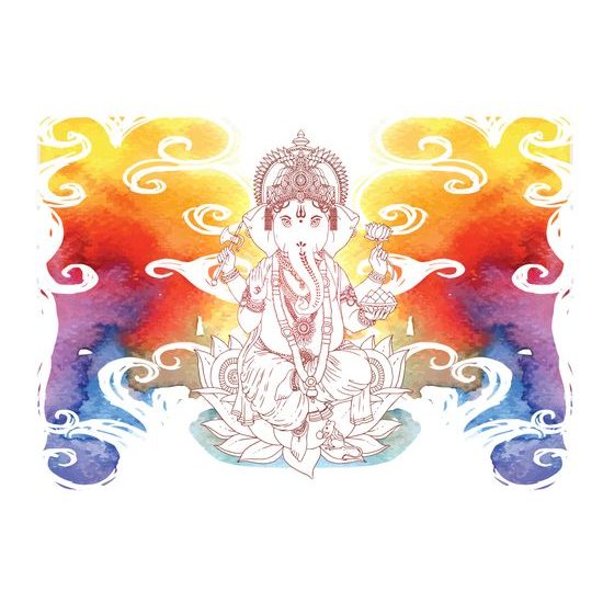 Obraz buddhistický Ganéš v barevném provedení