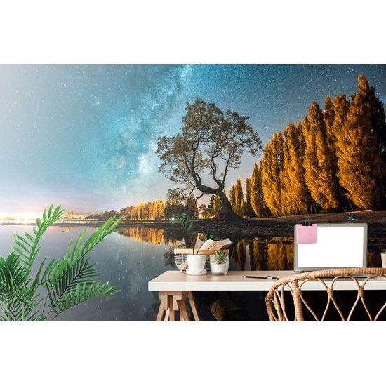 Samolepící fototapeta hvězdná obloha nad jezerem