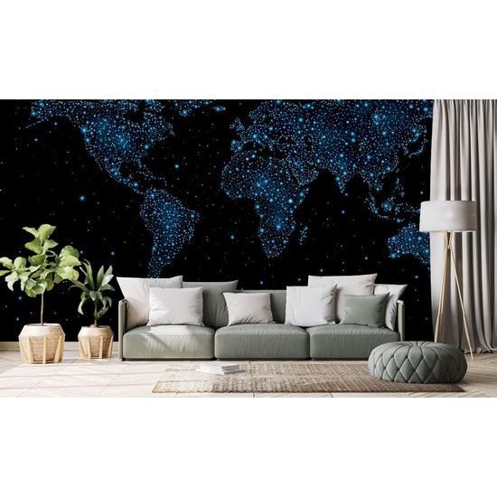 Samolepící tapeta mapa světa na noční obloze