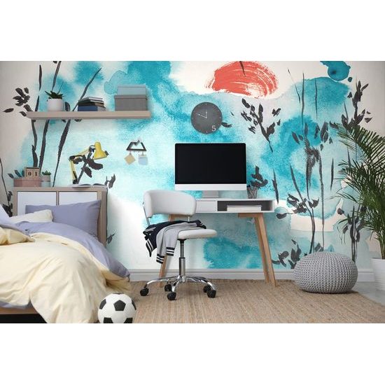 Samolepící tapeta azurová obloha v akvarelovém provedení