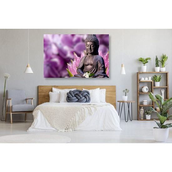 Obraz Buddha meditující v květinové zahradě