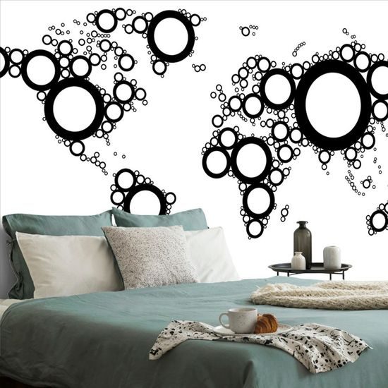 Tapeta mapa světa tvořená kružnicemi