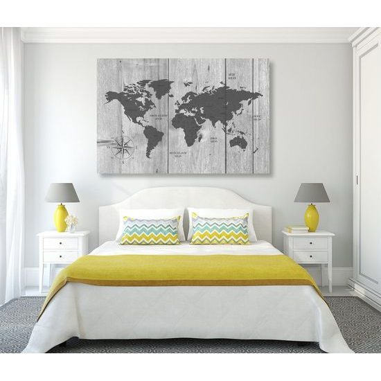 Obraz šedá mapa na dřevěném podkladu