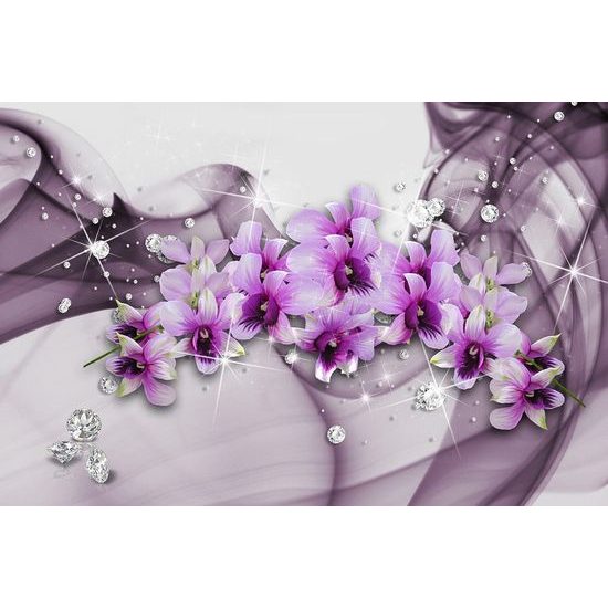 Samolepící tapeta okouzlující květiny na abstraktním pozadí