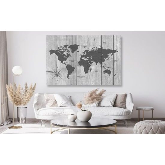 Obraz na korku šedá mapa na dřevěném podkladu