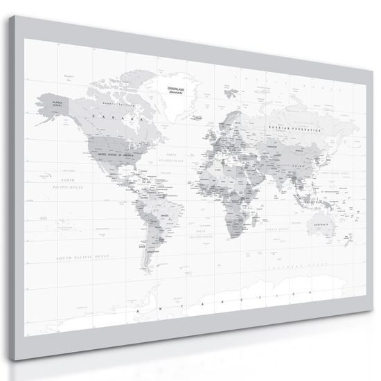 Obraz školní mapa v černobílém provedení