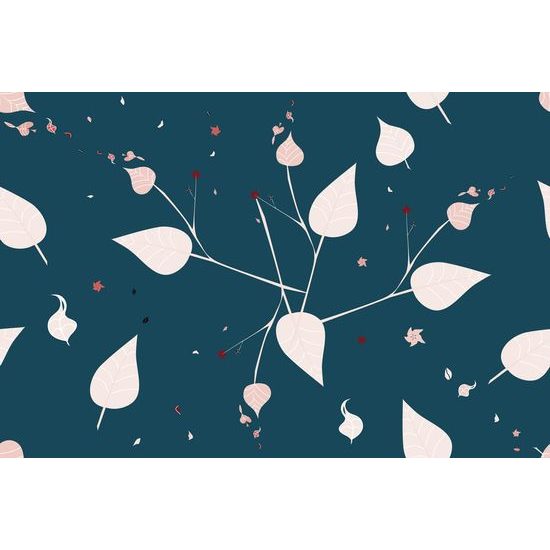 Tapeta něžné lístky v modrém provedení