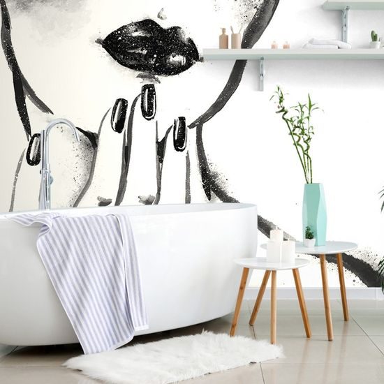 Tapeta malovaný detail ženských per v černobílém provedení