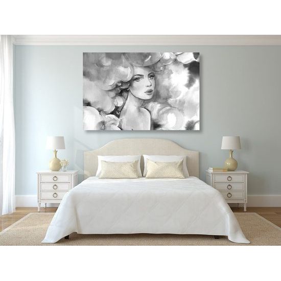 Obraz něžnost ženy v černobílém provedení