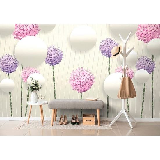 Samolepící tapeta barevné květiny s abstraktními prvky