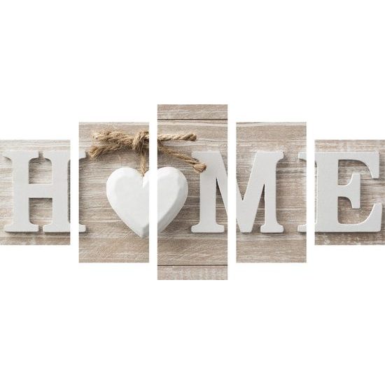 5-dílný obraz vintage nápis Home