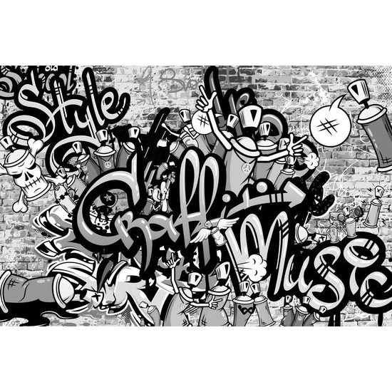 Tapeta stylové graffiti v šedém provedení