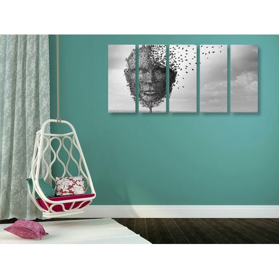 5-dílný obraz abstraktní tvář