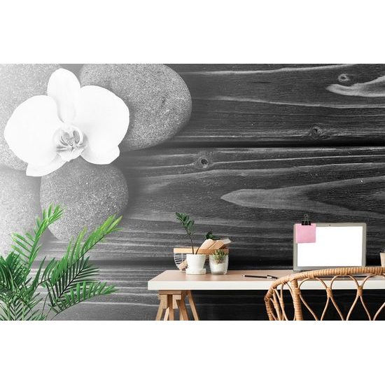 Samolepící fototapeta černobílé spa zátiší na dřevěném pozadí