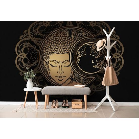 Samolepící tapeta majestátní Buddha ve zlatém provedení