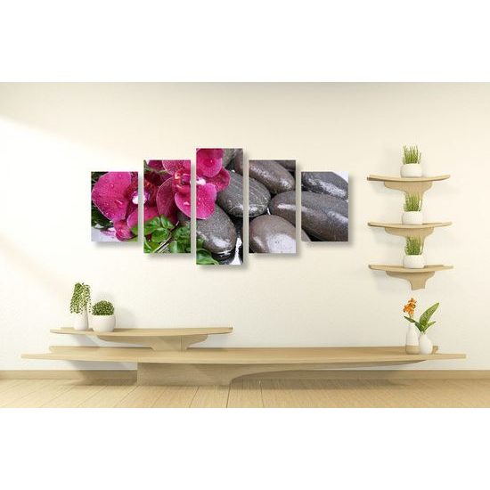 5-dílný obraz wellness zátiší a květ orchideje