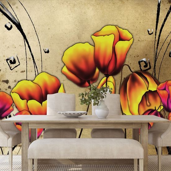 Tapeta etno květiny vlčího máku