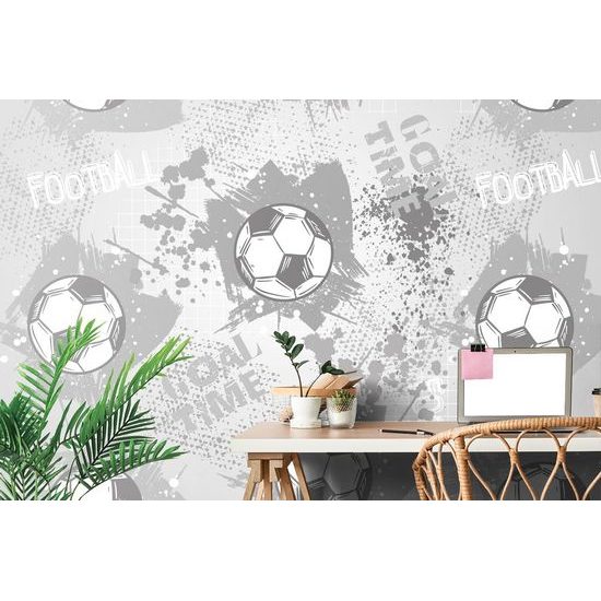 Tapeta fotbalový míč na šedém pozadí