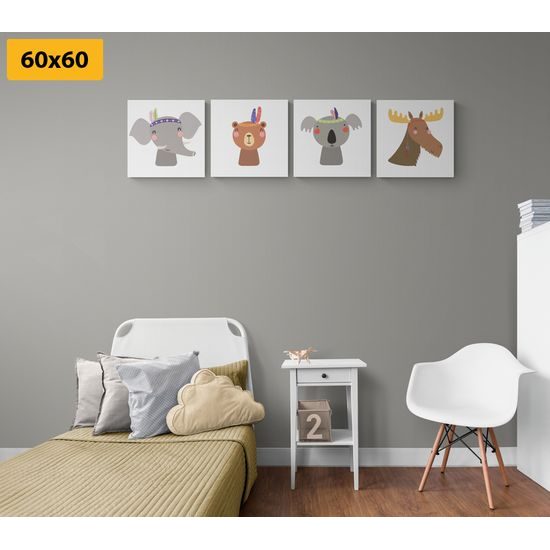 Set obrazů kreslená zvířátka