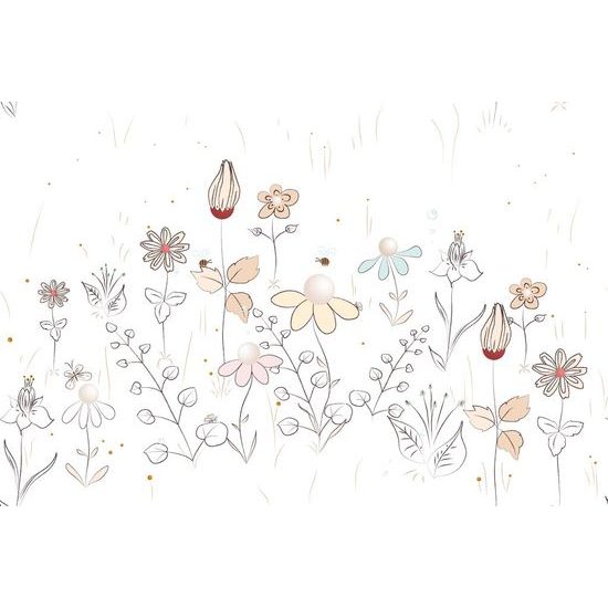 Tapeta umělecká louka na bílém pozadí