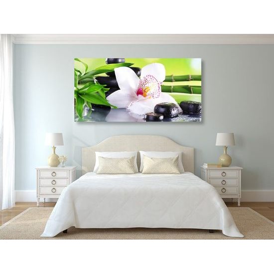 Obraz zen zátiší s orchidejí