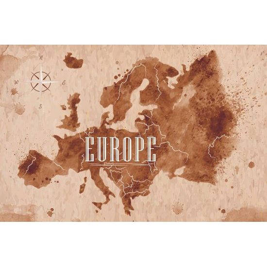 Samolepící tapeta stará mapa Evropy v sépiovém provedení