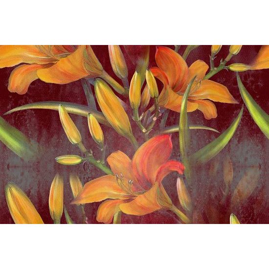 Samolepící tapeta malba kvetoucí lilie