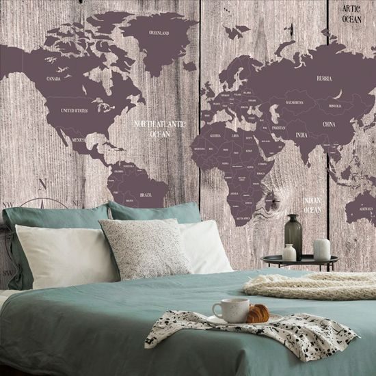 Tapeta hnědá mapa na dřevěném podkladu