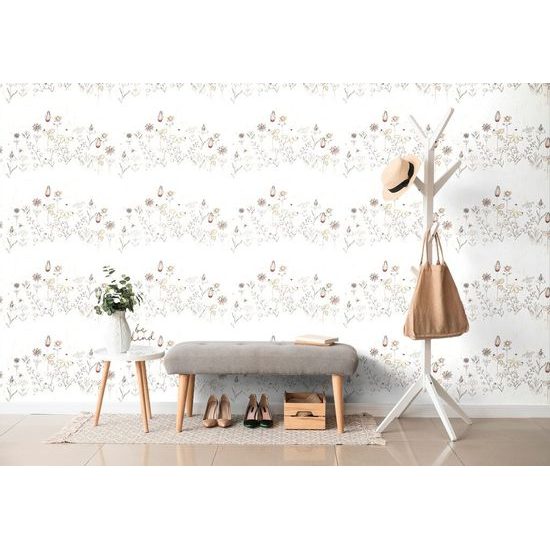 Samolepící tapeta umělecká louka na bílém pozadí