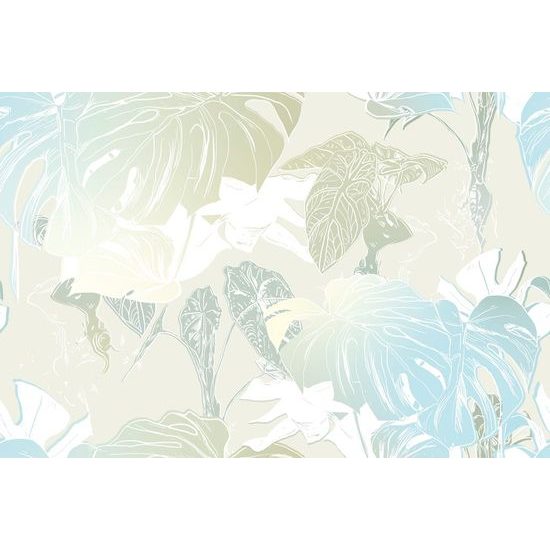 Samolepící tapeta jemné listy monstery na světlém pozadí