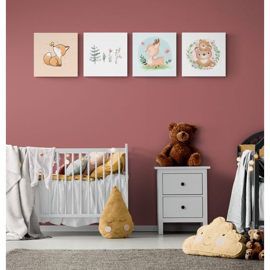 Set obrazů zvířátka v pastelových barvách