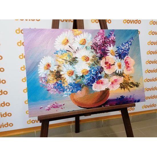 Obraz olejomalba vázy plné krásných květin
