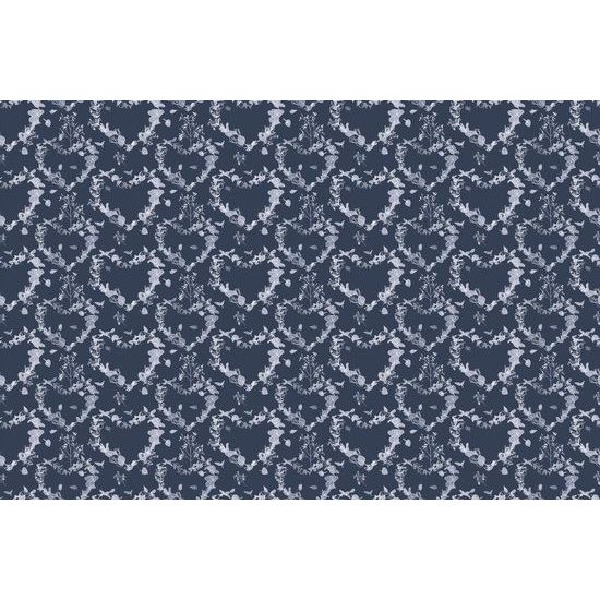 Samolepící tapeta romantické květinové srdce na modrém pozadí