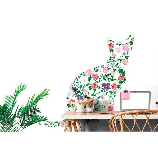 Samolepící tapeta abstraktní květinová kočka