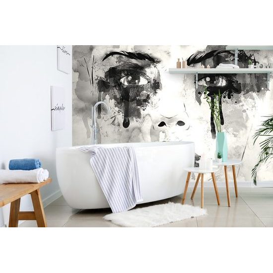 Jedinečná tapeta zranitelnost ženy v černobílém provedení